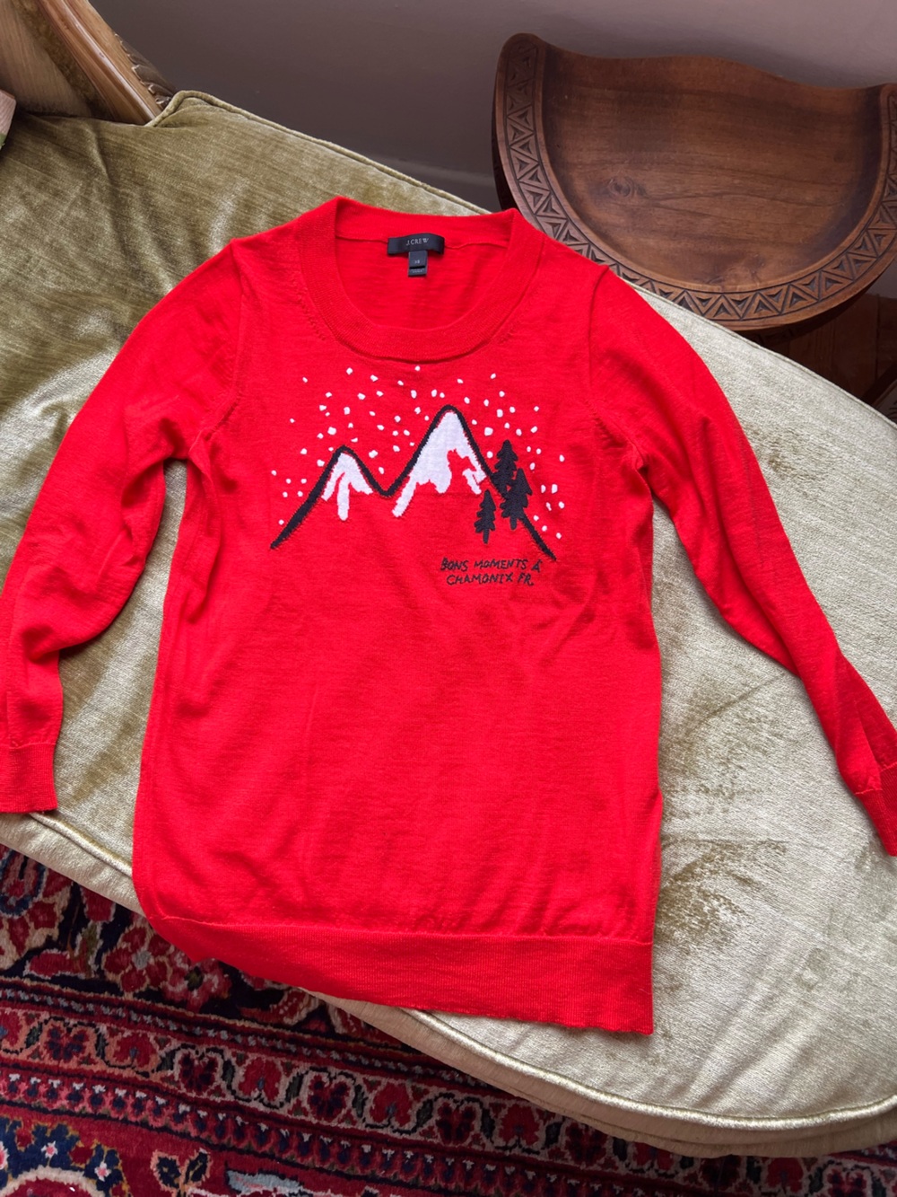 J. Crew Merino Wool Red Knit Crewneck Sweater